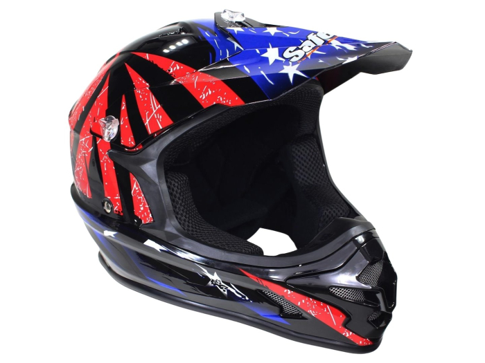Casca motocross ATV SAFEBET HF-115 Q183, rosu albastru, M