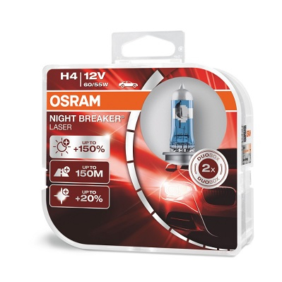 Becuri Osram H4 Night Breaker Laser +150% Lumina