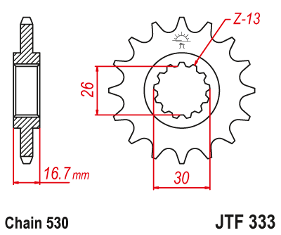 Pinion Fata JT JTF333, 15 Dinti Honda
