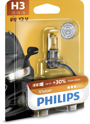 Bec H3 12V Philips Vision - Viziune Superioară