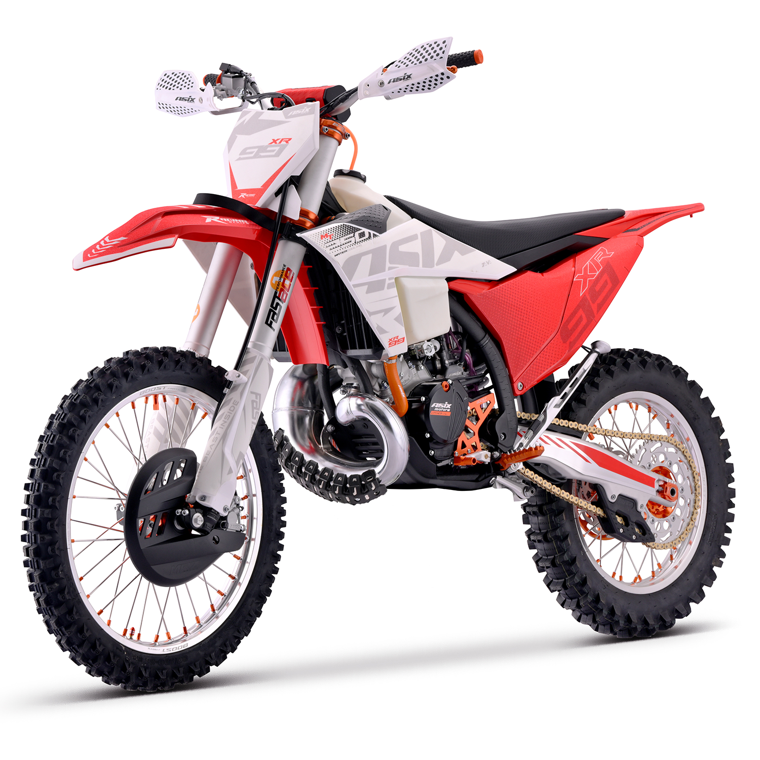 Motocicleta Cross Enduro Asix XR99 2T, 250cc, roti 21 18  , pornire electric, racire apa, culoare alb rosu