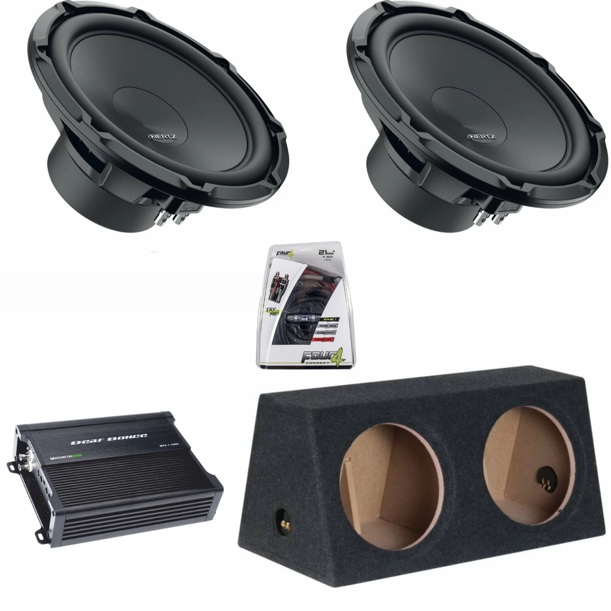 Pachet Subwoofere Hertz + Amplificator Bass Puternic