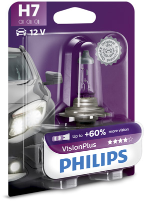 Bec H7 Philips Vision Plus | Plus 60% Luminozitate