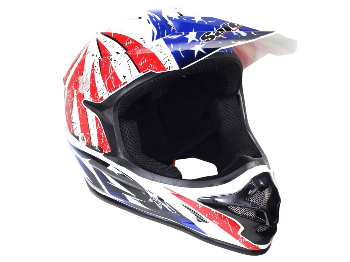 Casca motocross ATV SAFEBET HF-115 Q183, albastru-rosu, M
