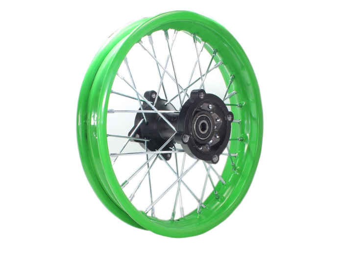 Roata completa spate cross 125cc verde Roy 1.85x12
