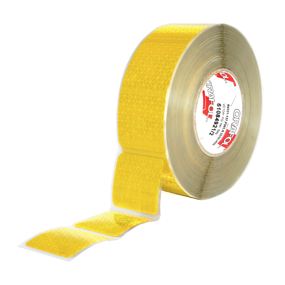Banda reflectorizanta segmentata Reflexite galben 50mm x 50m