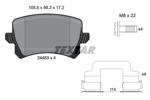 Set plăcuțe frână spate Textar 2448302 pentru VW Group