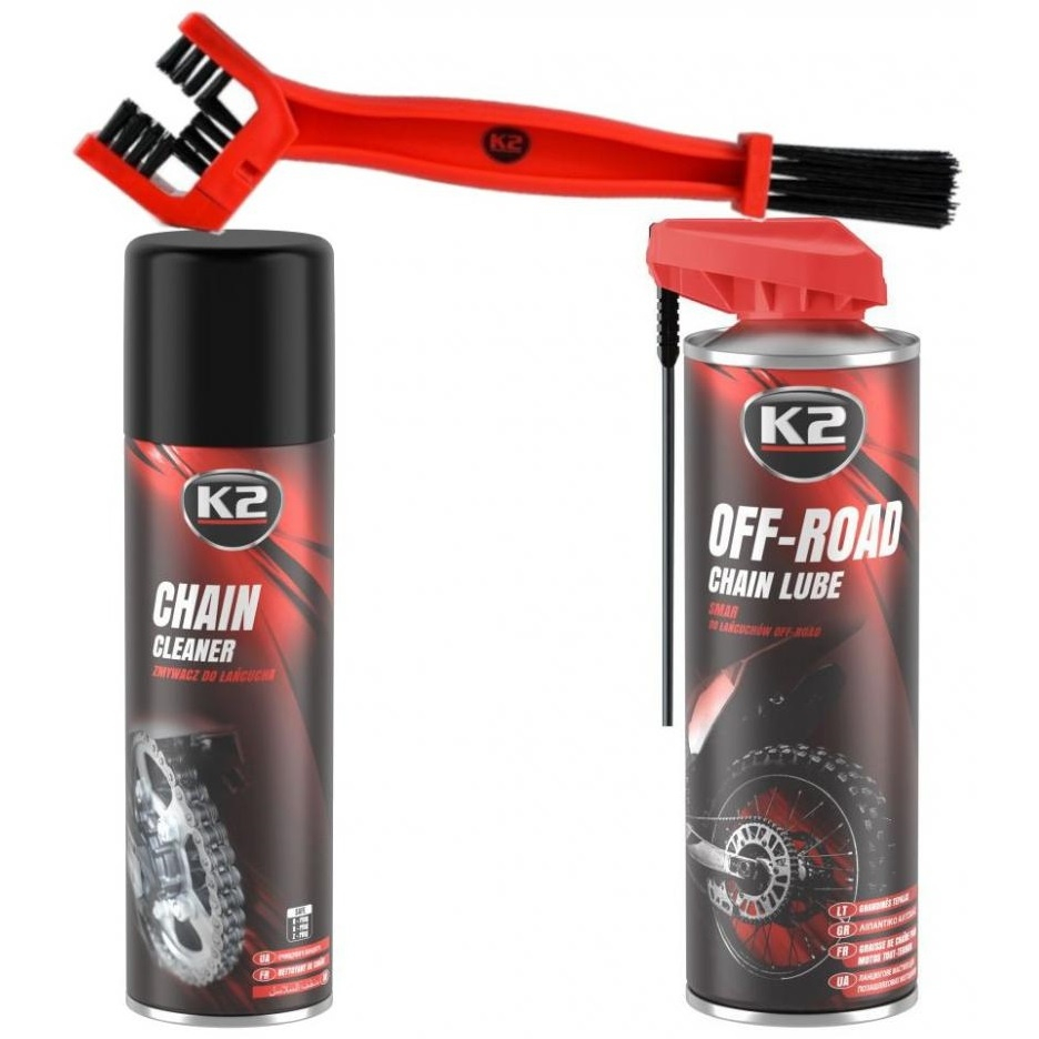 Set K2 profesional curățare lubrifiere lanț moto