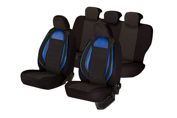 Set Huse Scaun Racing Negru-Albastru Umbrella, compatibile AIRBAG