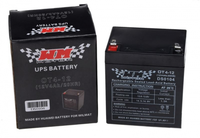 Acumulator Wmx OT4-12 12V 4Ah, Compact și Fiabil