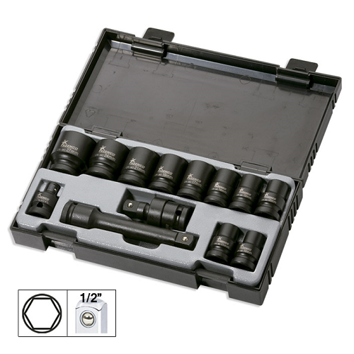 Set 13 Piese Tubulare Impact 1/2" Hex + Adaptor JBM
