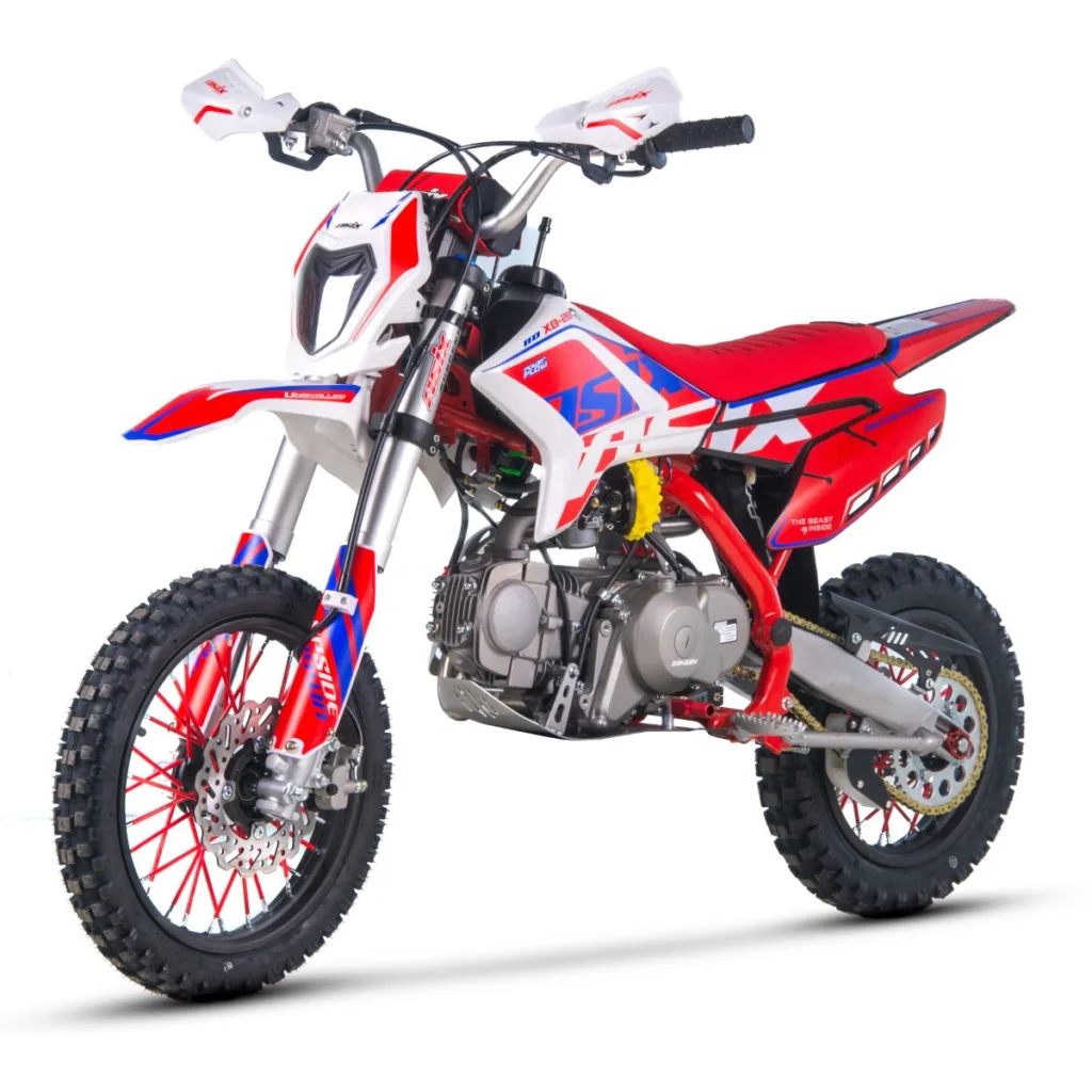 Motocicleta Enduro Asix XB28 110cc, pornire electrica, rosu-albastru
