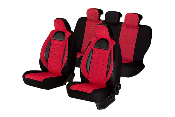 Set Huse Scaun Racing Rosu Umbrella, compatibile AIRBAG