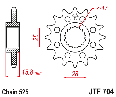 JT Pinion 16 Dinți JTF704 - Aprilia/BMW