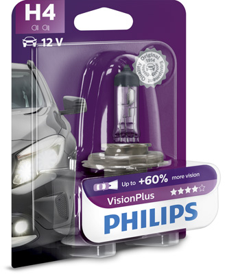 Bec H4 Philips Vision Plus 60% lumină