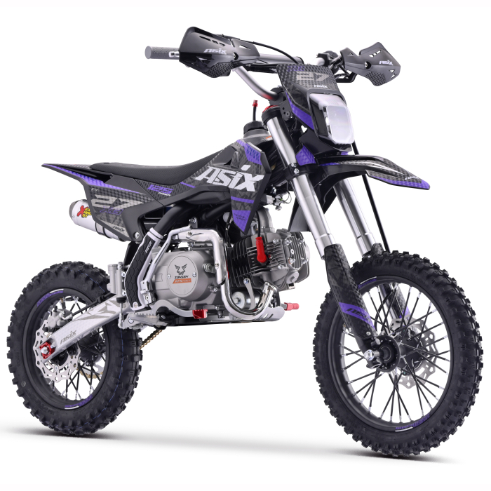 Motocicleta cross copii,Asix XB27 110cc,14 12,far,pornire electromotor,automat,negru-violet
