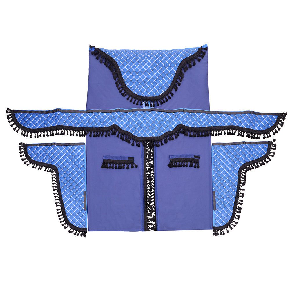 Set Perdele Cabina Camion Universal Velur Albastru-Negru Mega Drive