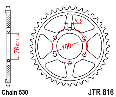 Pinion Spate JT JTR816, 47 Dinti, Compatibil 530