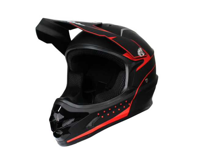 Casca Motocross SAFEBET HF-115 Reno-R Roy, Negru Mat Rosu, L