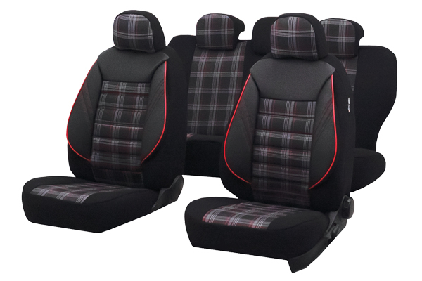 Set Huse Scaun Sport Negru-Rosu Umbrella, compatibile AIRBAG
