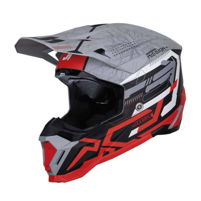 Casca Motocross JUST1 J40 Mission, Rosu-Gri Mat, Marime M