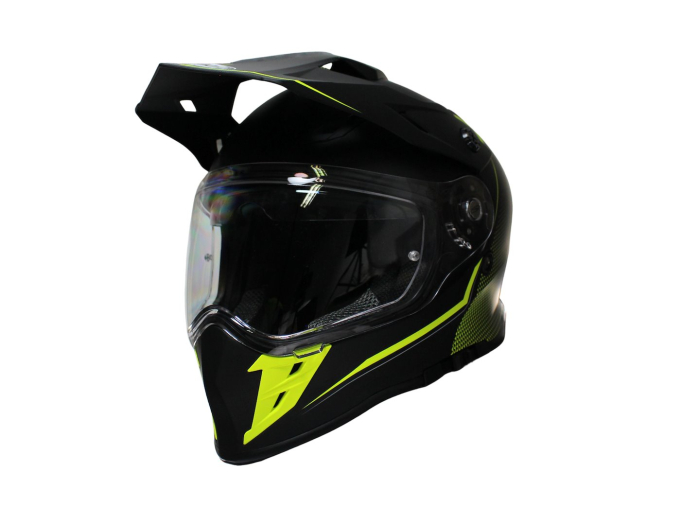 Casca Motocross VCAN H331 cu Viziera si Ochelari, Negru-Galben, XXL