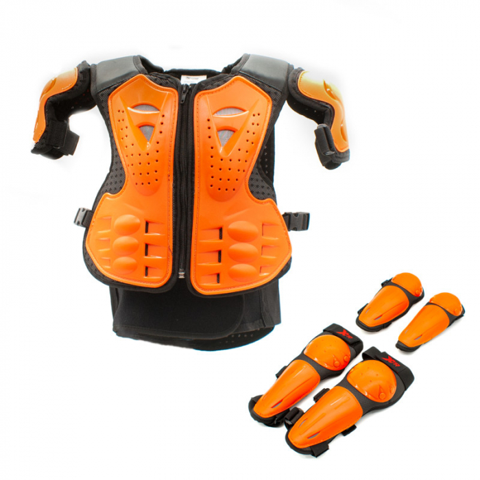 Set protectie corp si genunchi copii XTR X2, portocaliu