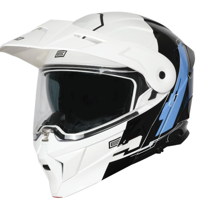 Casca moto Origine Adventure Cyborg rabatabila cu ochelari, culoare alb negru, marime XS