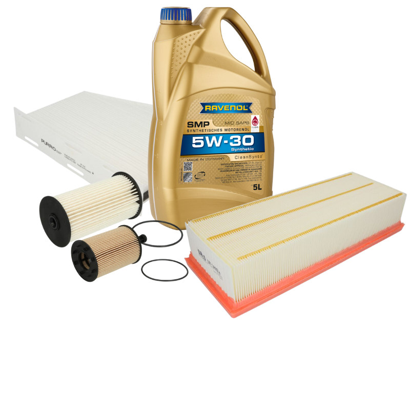 Pachet schimb ulei Ravenol 5W-30 + filtre Purro VAG TDI