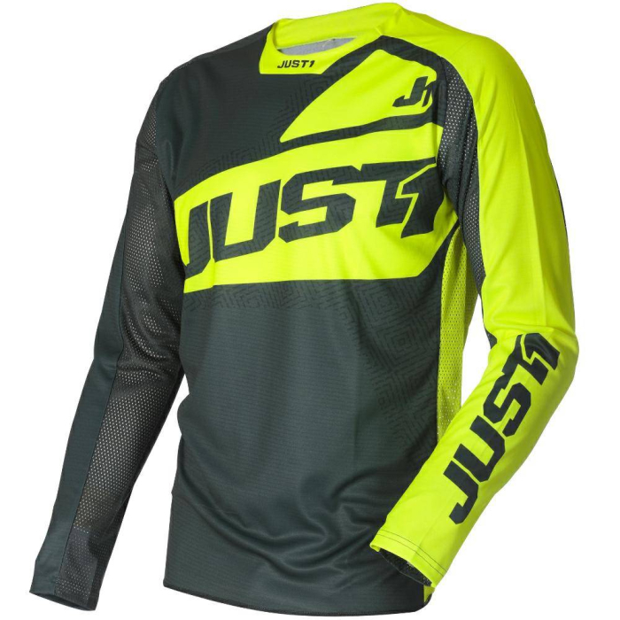 Tricou ATV Cross Just1 J-Force Vertigo Gri Galben Fluo