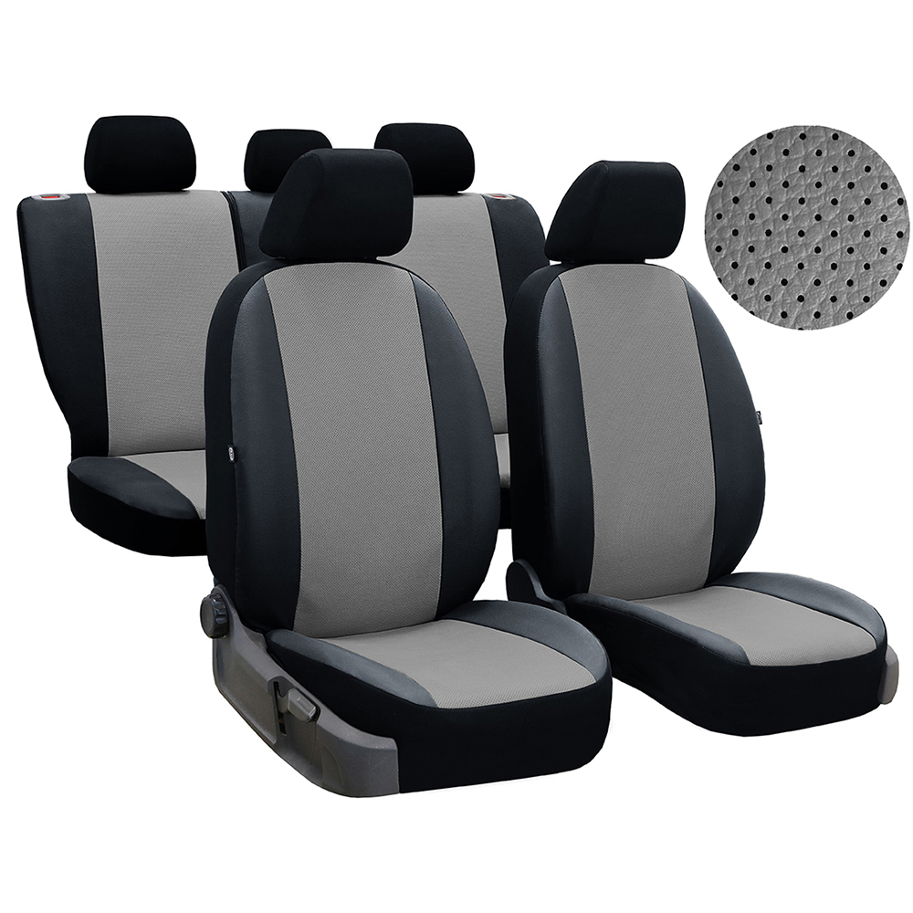 Set Huse Scaun Perline Piele Perforata Gri-Negru - Umbrella