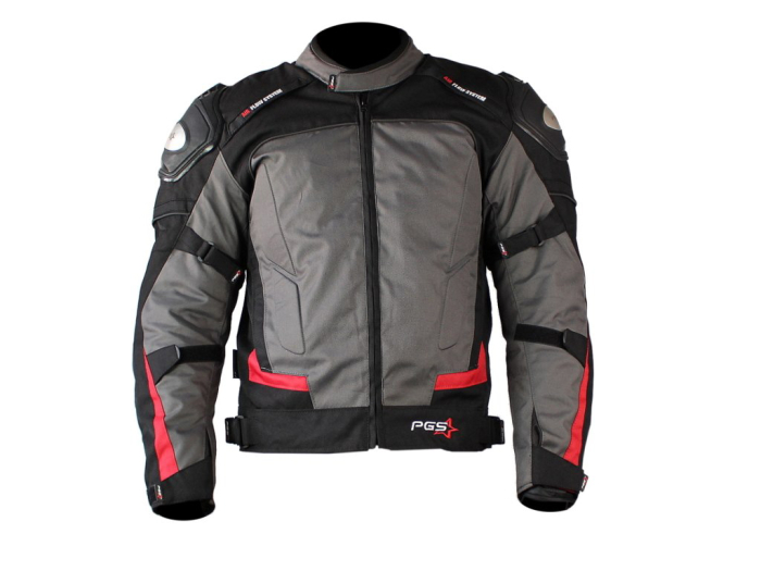 Geaca moto textila scurta PGS Roy, protectii complete, gri/negru
