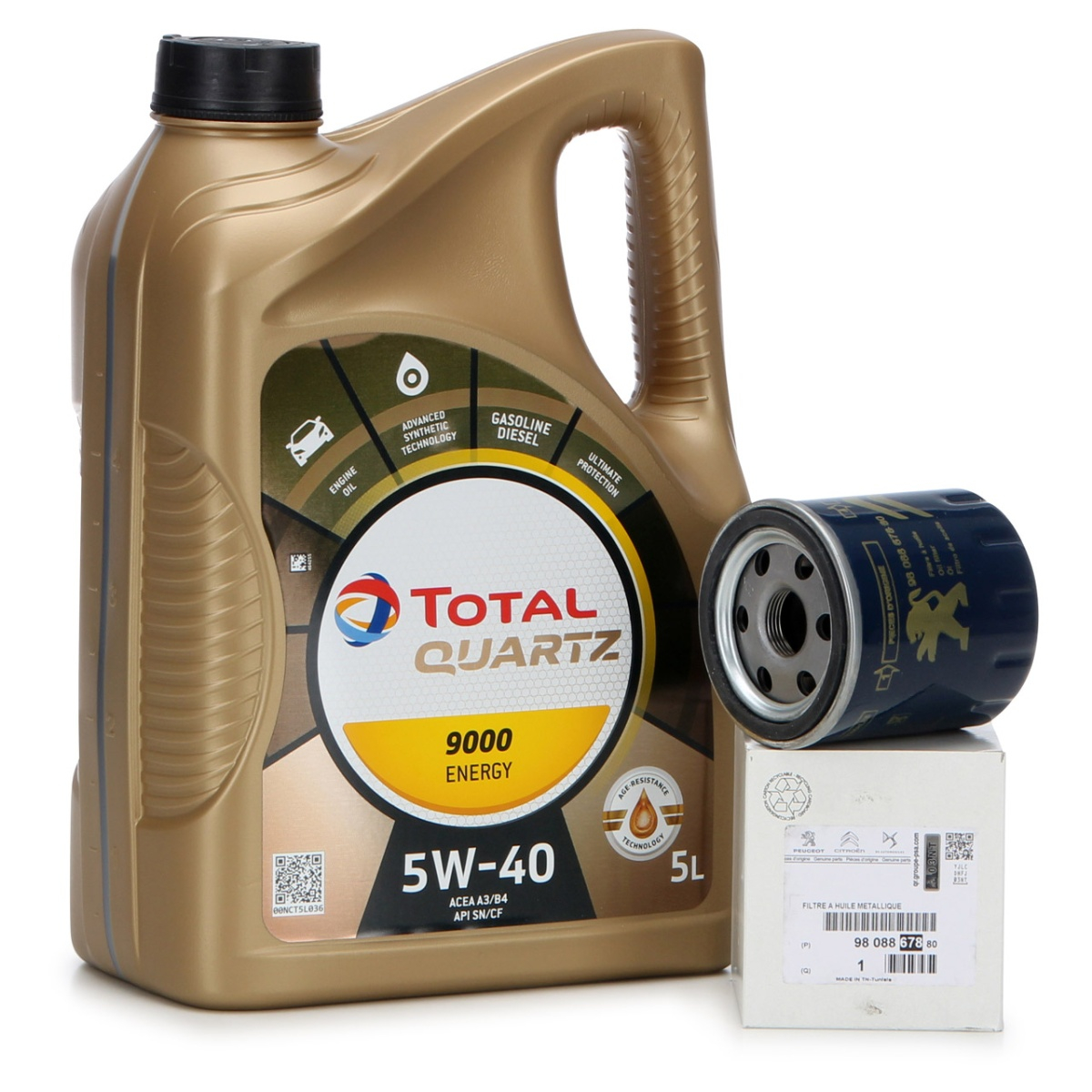 Total Quartz 5W-40 + Filtru Citroen Set Revizie