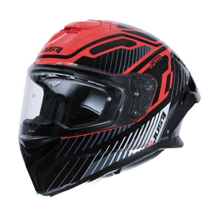Casca moto integrala JUST1 J-STR Tactical, argintiu rosu, XXL