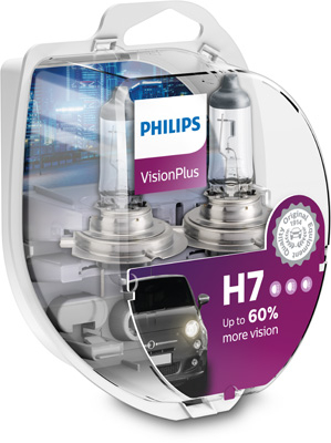 Becuri Philips H7 Vision Plus +60% Lumină