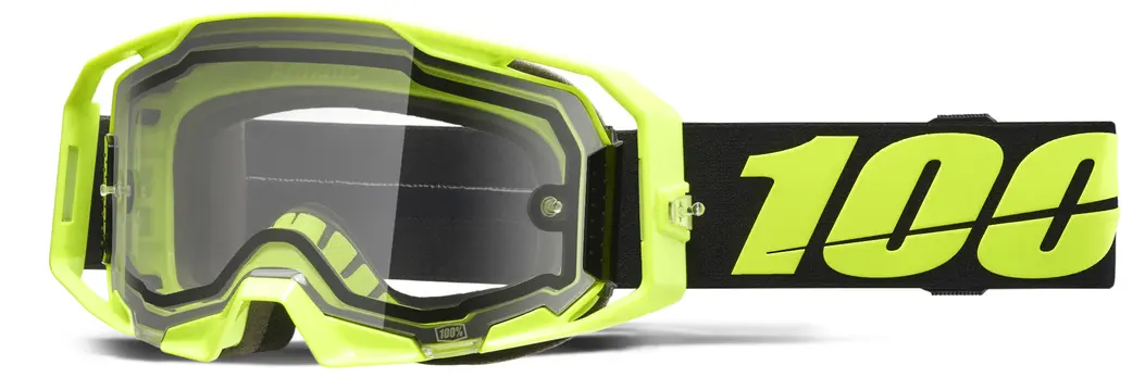 Ochelari 100% Armatic Enduro Dual Pane, lentila clara, rama galben neon