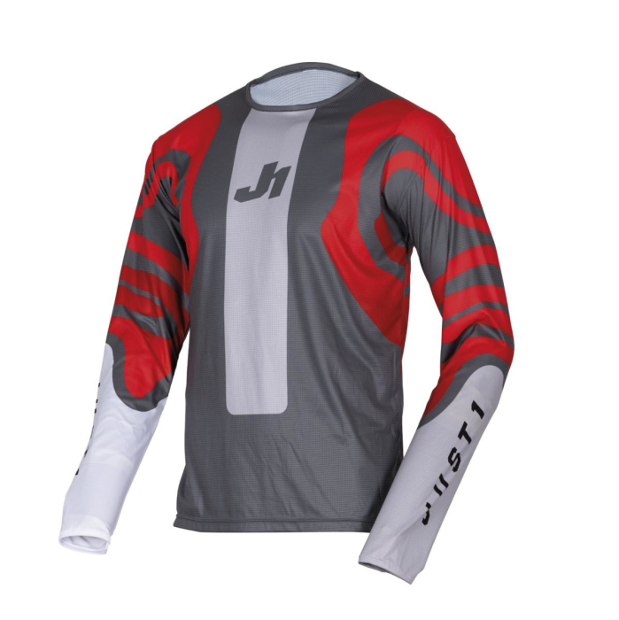 Tricou ATV Cross Just1 J-Essential Fluid gri-roșu YL