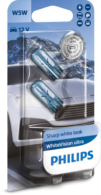 Set 2 Becuri Philips W5W White Vision Ultra