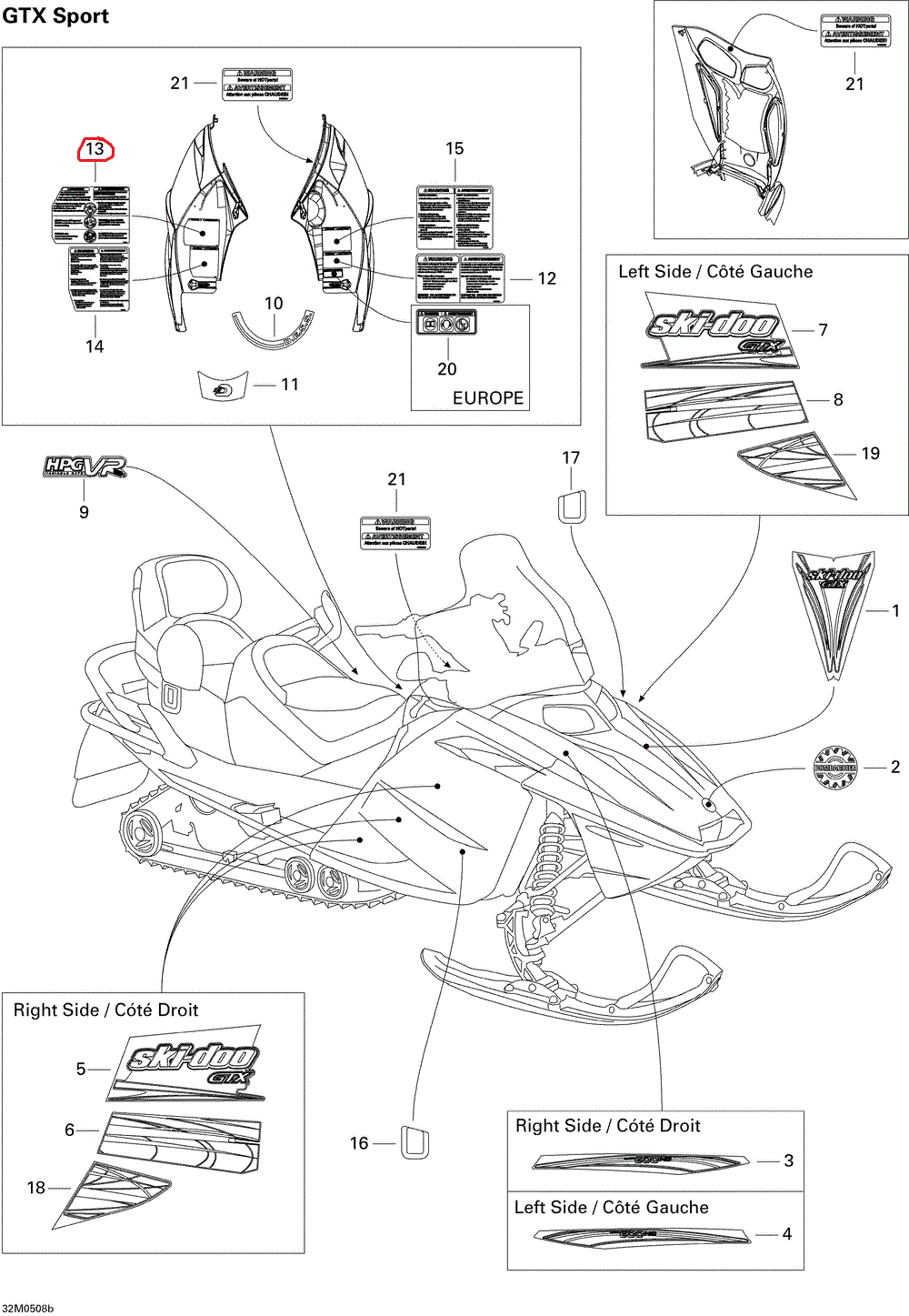 Abtibild Ski-Doo MX-Z 380F nr.11 - BRP Original