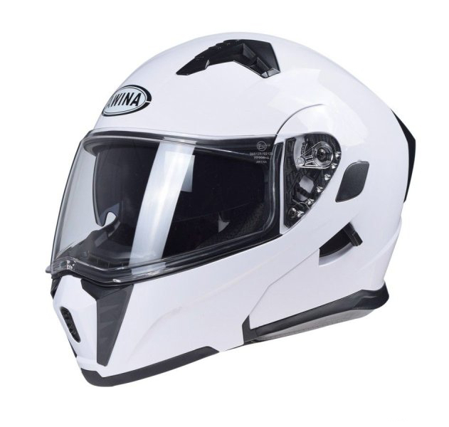 Casca Moto Flip-Up JK906 Alb Lucios, Marimea XS - Awina