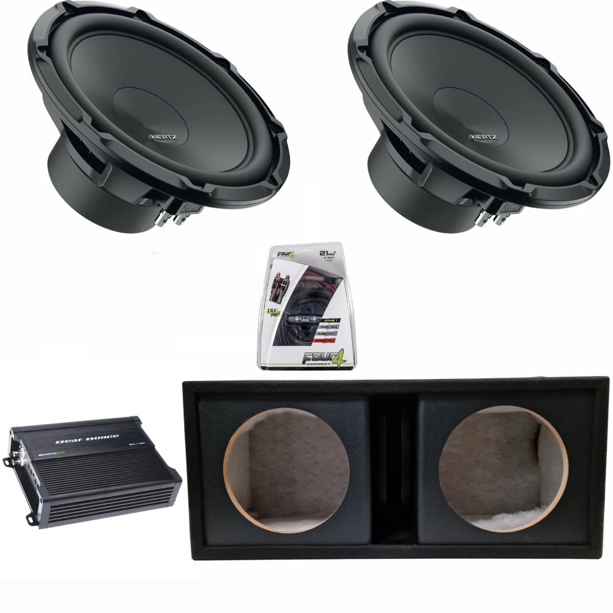 Pachet Bass Hertz 350W + Ampli 1000W Kit Complect